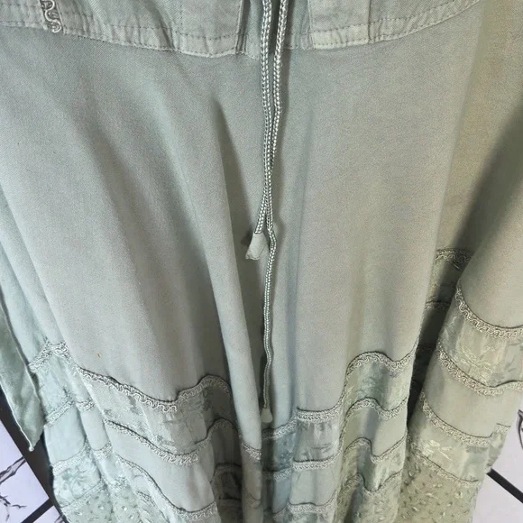 Sapogee Bohemian Dress with Corset Bodice Lace Detail Free Size Sage Green - Picture 10 of 16